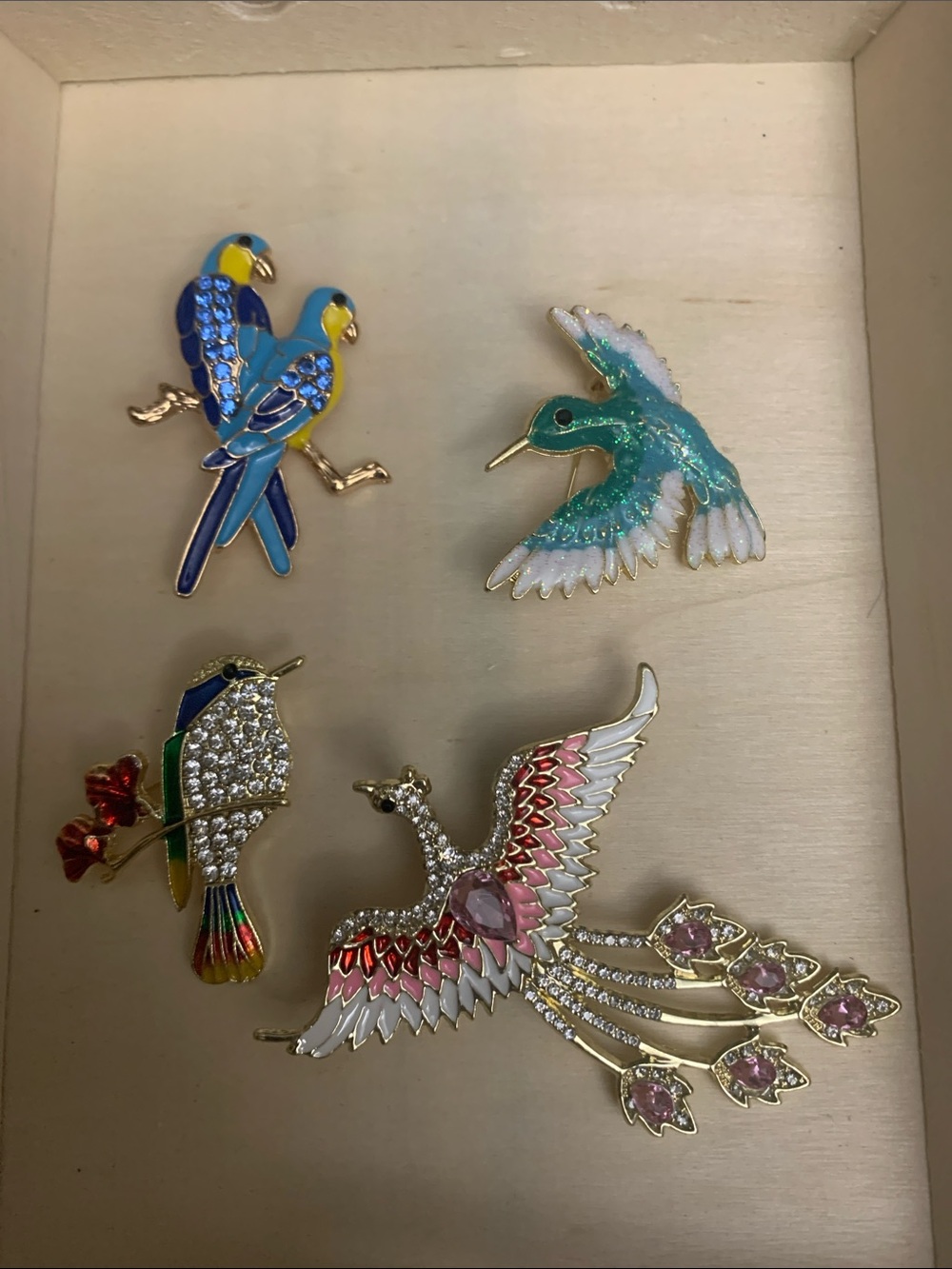 Colorful Enamel Bird Brooch Set - Blue, Turquoise, Pink & Gold Accents 🐦 🦢 🦩🦤🐤